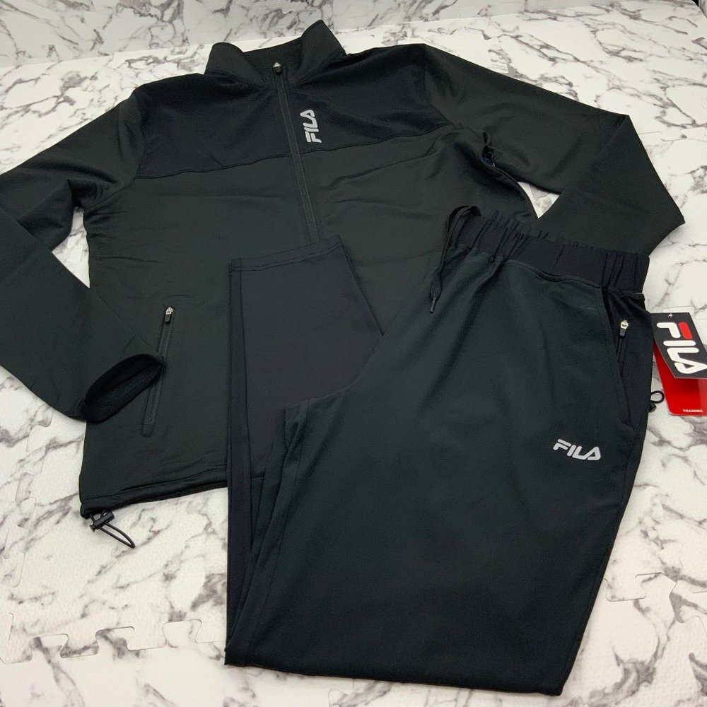 Men's Fila Black Signature Casual Tracksuit